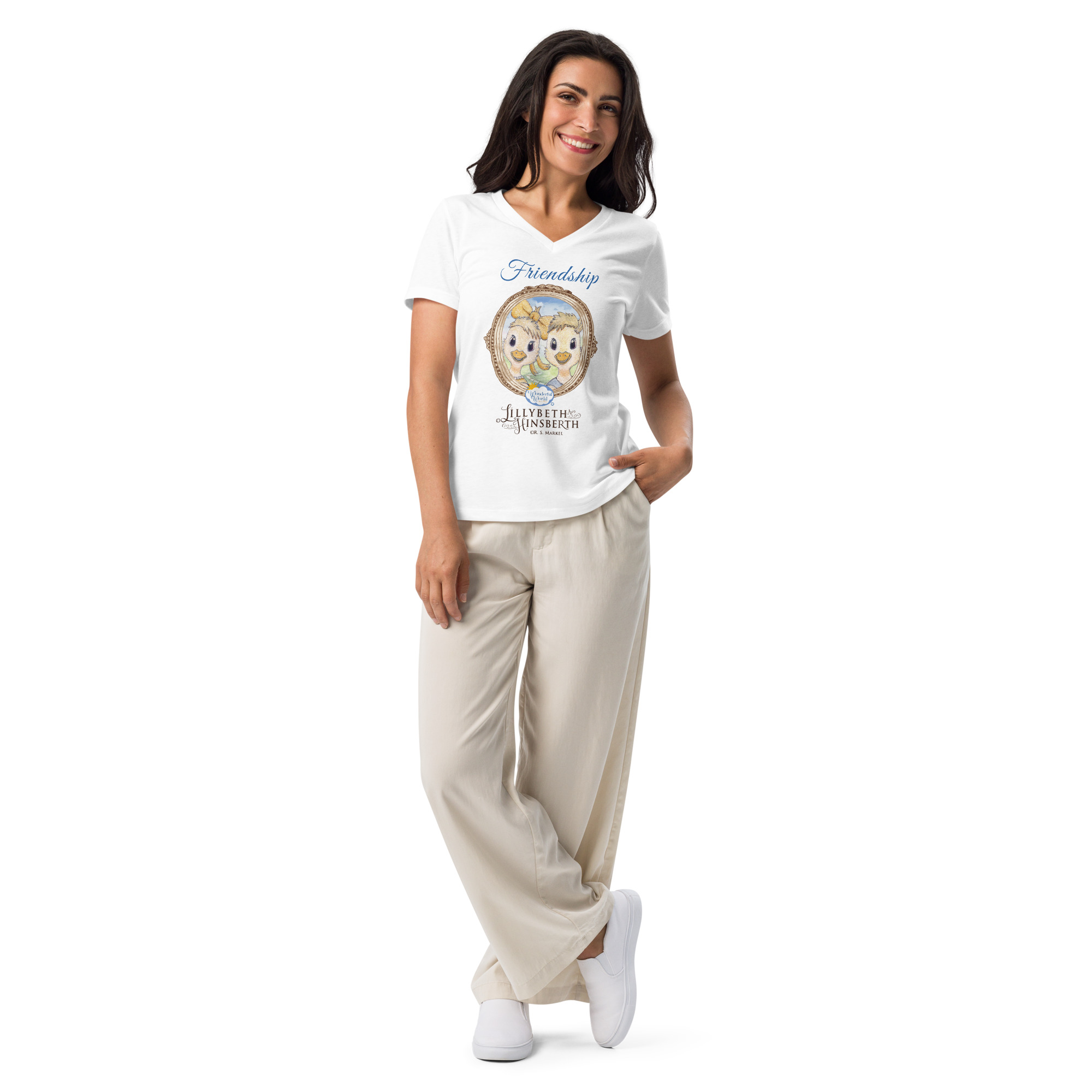 Women’s Lightweight V-neck Tshirt (Friendship)